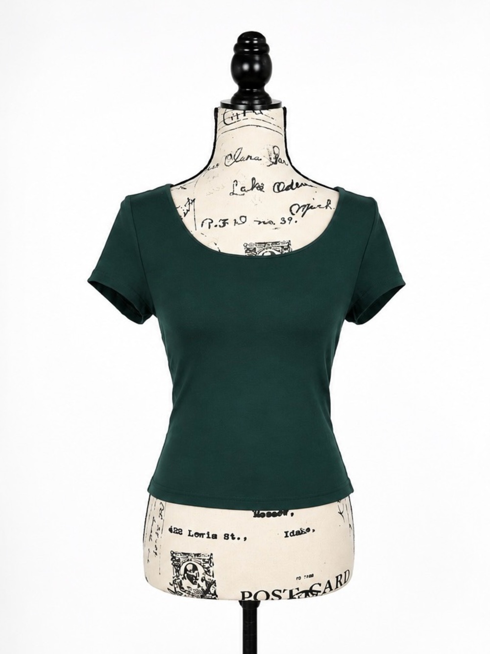 Olive & Oak Scoop Neck Short Sleeve Top - Forest Green